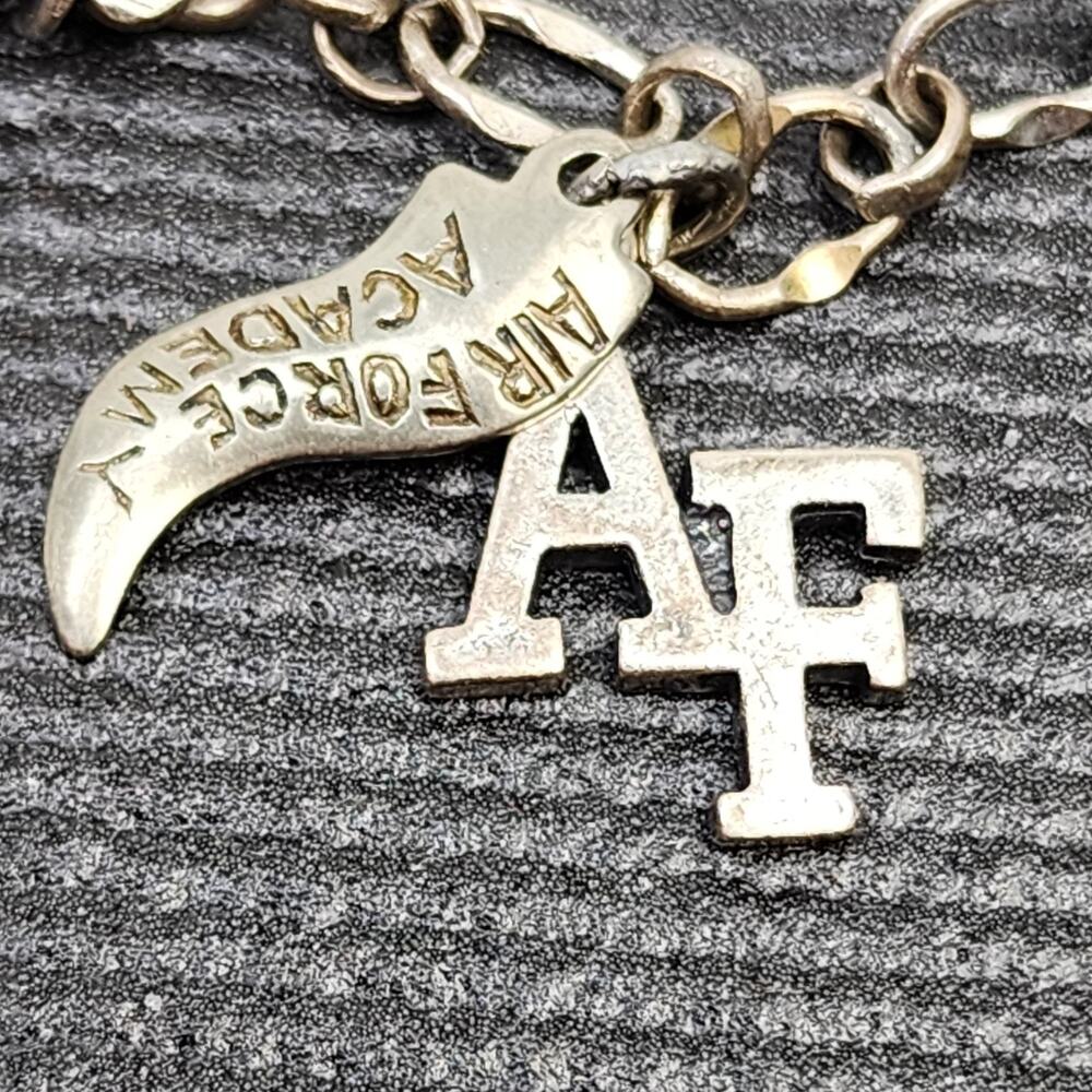 Sterling Silver Charm Bracelet Air Force Academy Falcon Chapel Falcon Cadet 34g - Picture 7 of 16